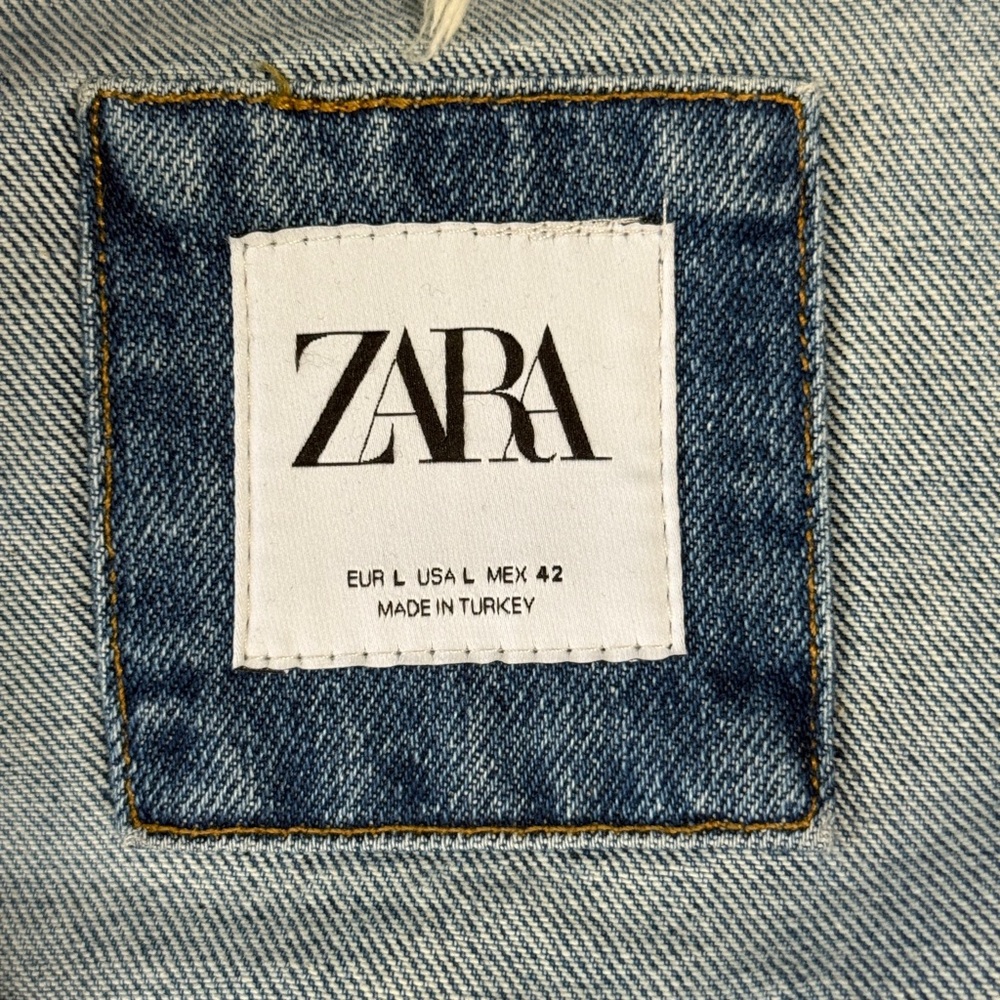 Zara Light Blue Ripped Denim Jacket - Picture 5 of 5